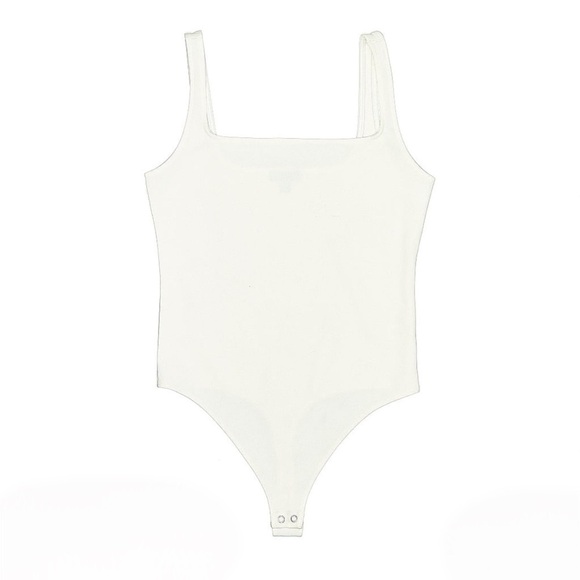 NWT Express White Textured Square Neck Sleeveless Thong Bodysuit - Picture 1 of 4